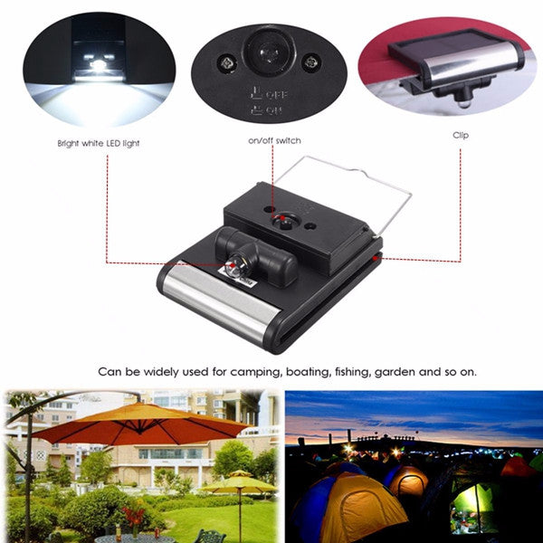 Portable Solar Powered LED Light Umbrella Tent Camping Garden Hiking Night Lamp
