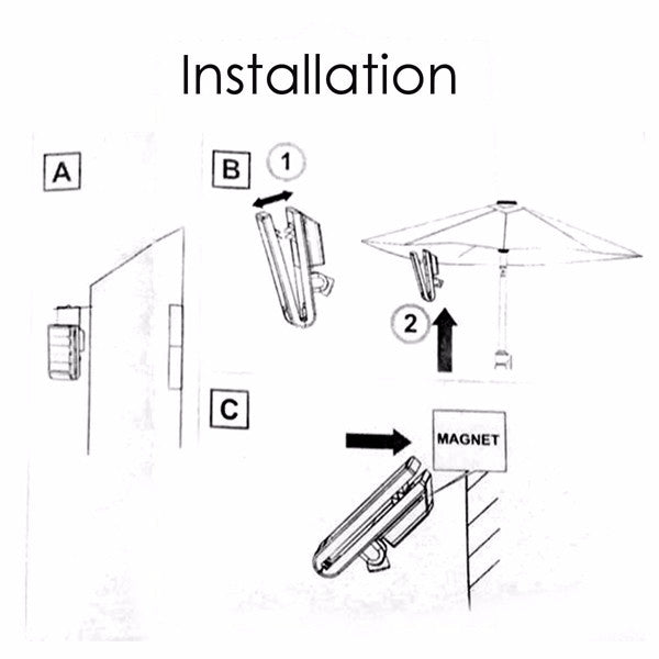 Portable Solar Powered LED Light Umbrella Tent Camping Garden Hiking Night Lamp
