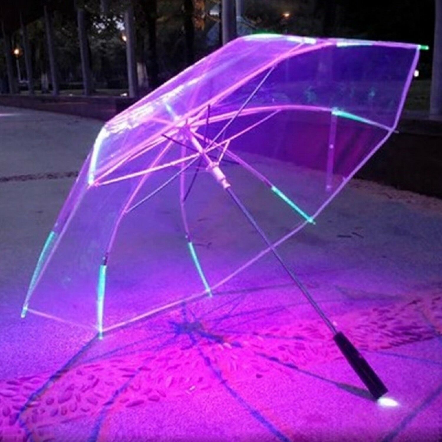 Light up Blade Runner Changing Color Change LED Transparent Umbrella w/ Flashlight