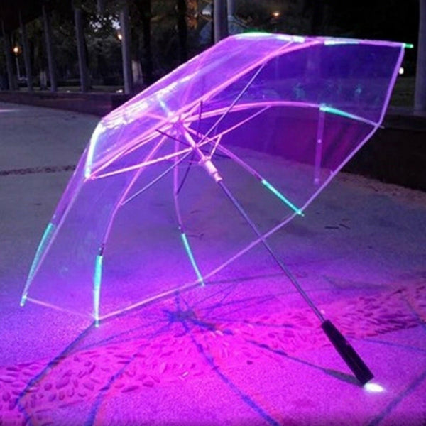 Light up Blade Runner Changing Color Change LED Transparent Umbrella w/ Flashlight