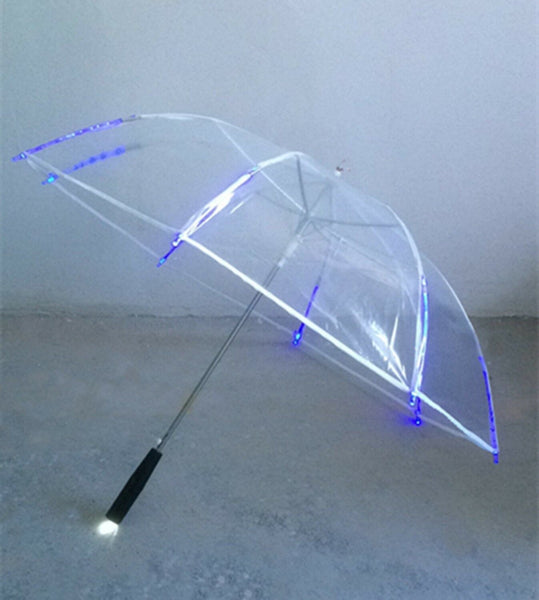 Light up Blade Runner Changing Color Change LED Transparent Umbrella w/ Flashlight