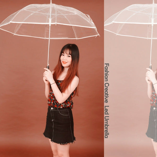 Light up Blade Runner Changing Color Change LED Transparent Umbrella w/ Flashlight
