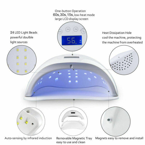 LED UV Light Nail Dryer Dry Gel Nails Polish Lamp Salon Manicure curing timer