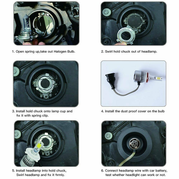 LED Headlight Kit H8 H9 H11 72W 7600LM 6000K Low Beam Fog Bulb HID White