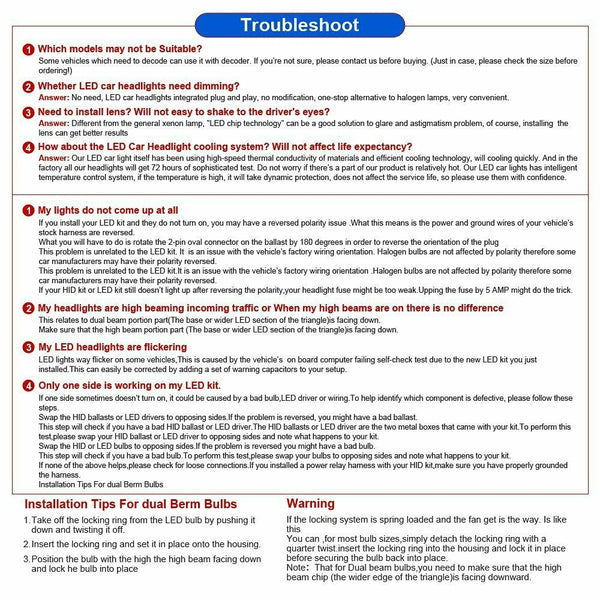 LED Headlight Kit H8 H9 H11 72W 7600LM 6000K Low Beam Fog Bulb HID White