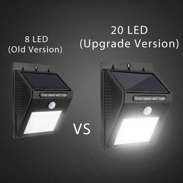 4 pcs 20 LED Outdoor Lights Solar PIR Sensor Motion Flood Light Waterproof Lamp