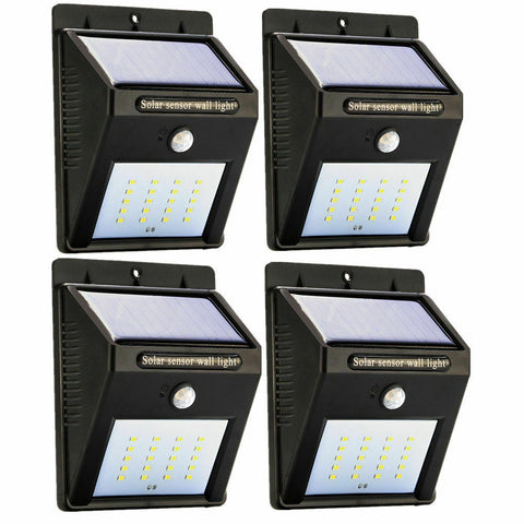 4 pcs 20 LED Outdoor Lights Solar PIR Sensor Motion Flood Light Waterproof Lamp