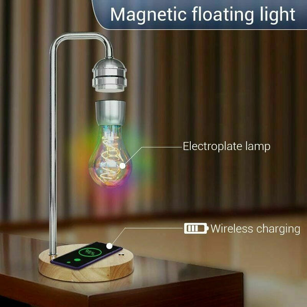 Wireless Charging floating Levitating Desk Black Lamp Creative RGB Light Bulb