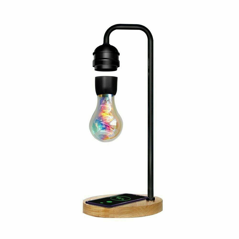 Wireless Charging floating Levitating Desk Black Lamp Creative RGB Light Bulb