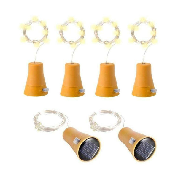 6X Solar Powered LED Night Fairy Waterproof Warm White Wine Bottle Cork Light