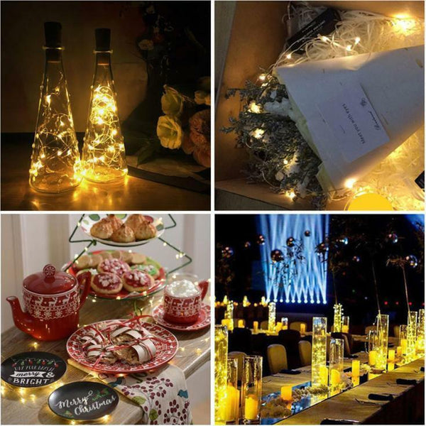 6X Solar Powered LED Night Fairy Waterproof Warm White Wine Bottle Cork Light