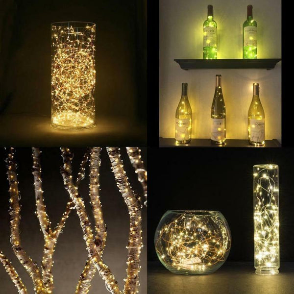 6X Solar Powered LED Night Fairy Waterproof Warm White Wine Bottle Cork Light