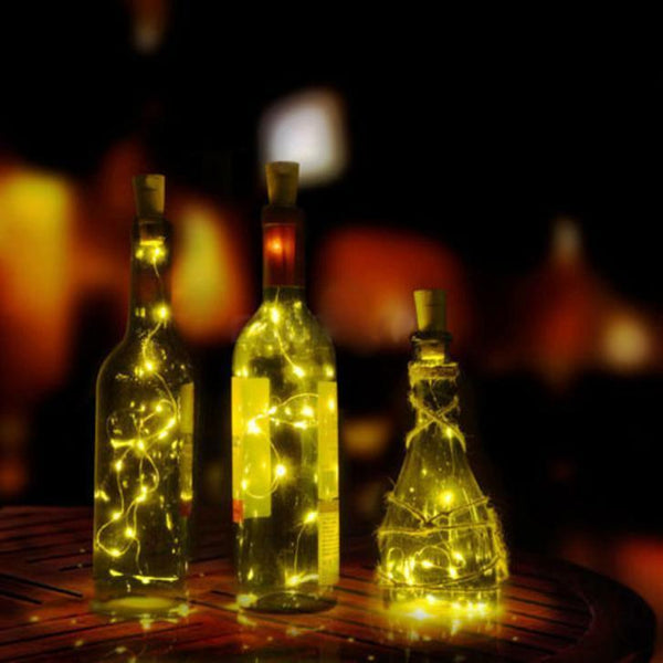 6X Solar Powered LED Night Fairy Waterproof Warm White Wine Bottle Cork Light