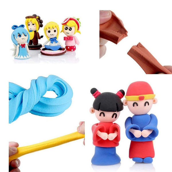 DIY 24 Colors Soft Sticky Plasticine shape mold Clay Blocks for children Student