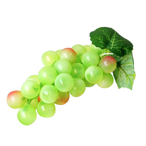 2 Bunch of Soft Plastic Artificial Lifelike Simulation Green and Purple Grapes Model Fruit for Home Decoration