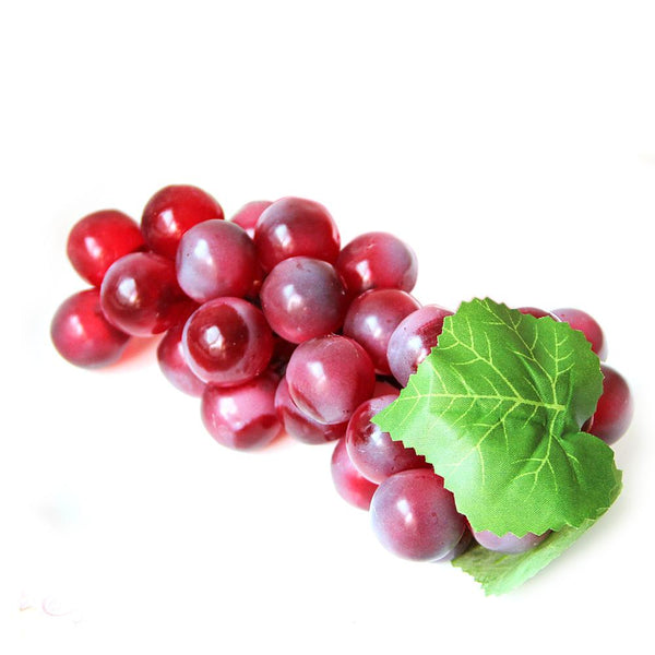 2 Bunch of Soft Plastic Artificial Lifelike Simulation Green and Purple Grapes Model Fruit for Home Decoration