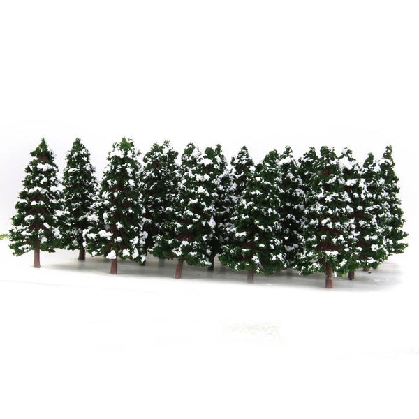 20pcs Dark Green Model Trees Snow Landscape Scenery 3.15 inch 1:150
