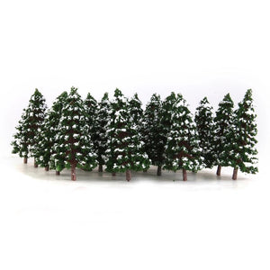 20pcs Dark Green Model Trees Snow Landscape Scenery 3.15 inch 1:150