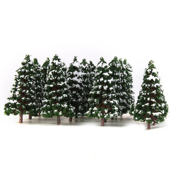 20pcs Dark Green Model Trees Snow Landscape Scenery 3.15 inch 1:150