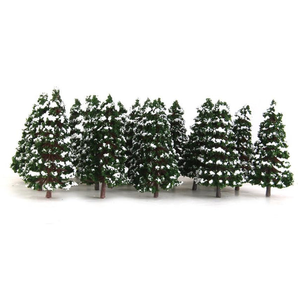 20pcs Dark Green Model Trees Snow Landscape Scenery 3.15 inch 1:150