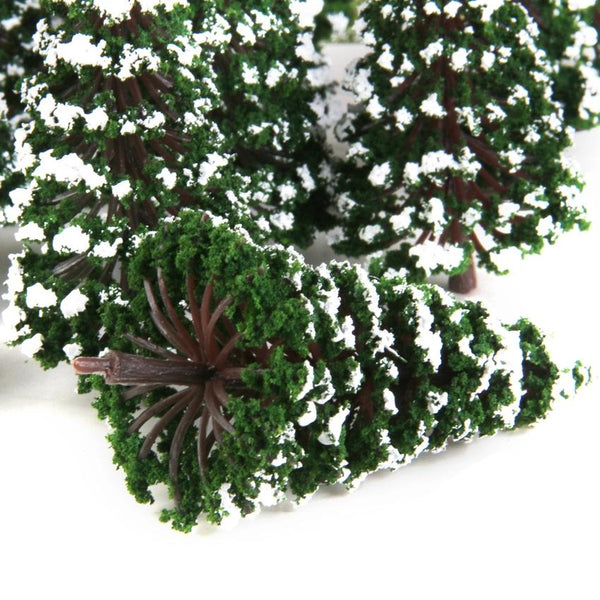 20pcs Dark Green Model Trees Snow Landscape Scenery 3.15 inch 1:150