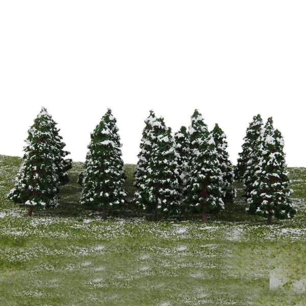 20pcs Dark Green Model Trees Snow Landscape Scenery 3.15 inch 1:150