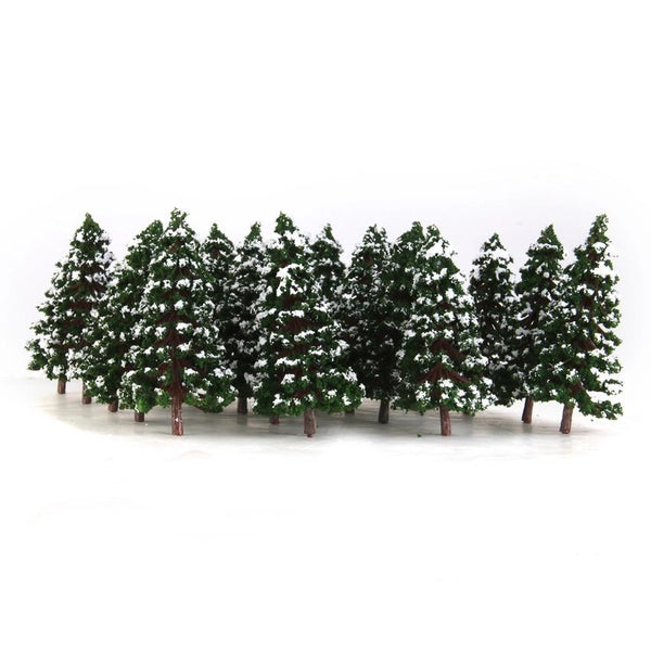 20pcs Dark Green Model Trees Snow Landscape Scenery 3.15 inch 1:150