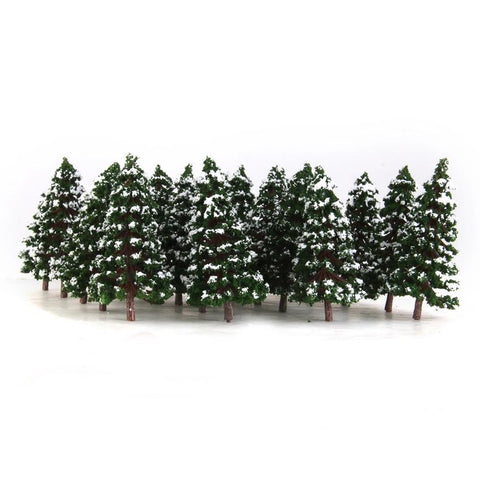 20pcs Dark Green Model Trees Snow Landscape Scenery 3.15 inch 1:150