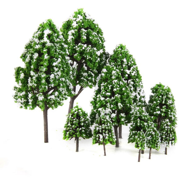 12pcs Light Green Poplar Trees Model Train Snow Scenery 2.5-16 cm 1:500-1:50
