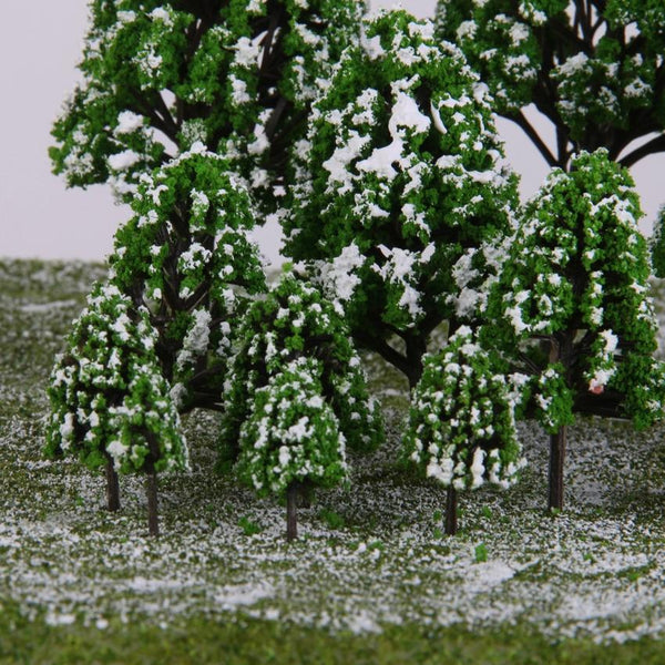 12pcs Light Green Poplar Trees Model Train Snow Scenery 2.5-16 cm 1:500-1:50