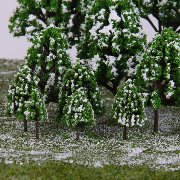 12pcs Light Green Poplar Trees Model Train Snow Scenery 2.5-16 cm 1:500-1:50