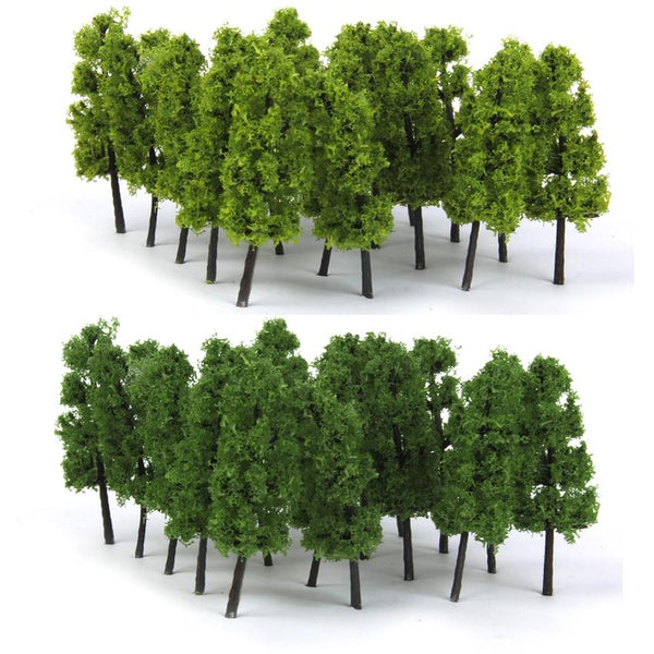 Trees Model Train Railroad Scenery 1:100 20pcs Dark and Light Green