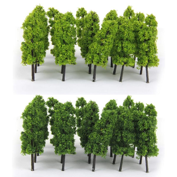 Trees Model Train Railroad Scenery 1:100 20pcs Dark and Light Green