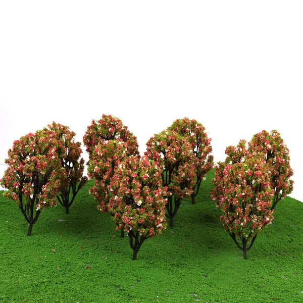 Plastic Model Trees with Flowers and Fruits for Railroad Scenery 1:100 10pcs
