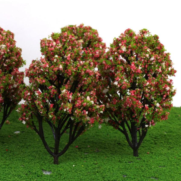 Plastic Model Trees with Flowers and Fruits for Railroad Scenery 1:100 10pcs