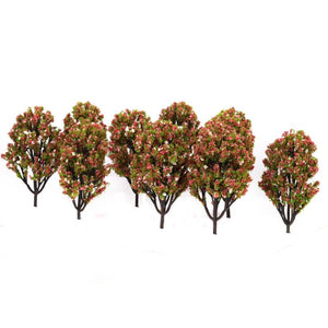Plastic Model Trees with Flowers and Fruits for Railroad Scenery 1:100 10pcs