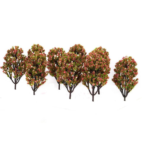 Plastic Model Trees with Flowers and Fruits for Railroad Scenery 1:100 10pcs
