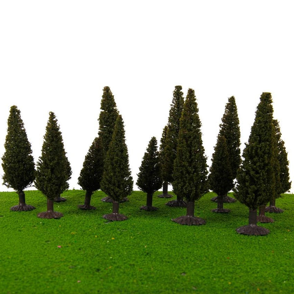15pieces 2.36 Inch 3.94 Inch Green Scenery Landscape Model Cedar Trees