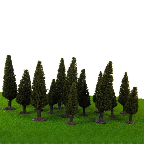 15pieces 2.36 Inch 3.94 Inch Green Scenery Landscape Model Cedar Trees