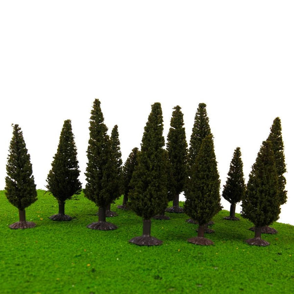 15pieces 2.36 Inch 3.94 Inch Green Scenery Landscape Model Cedar Trees
