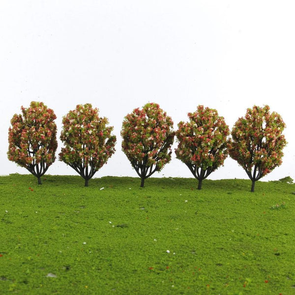 Plastic Model Trees for Railroad Scene 1:150 10pcs Green with Flower Fruits