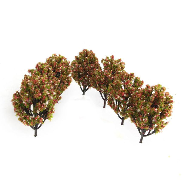 Plastic Model Trees for Railroad Scene 1:150 10pcs Green with Flower Fruits
