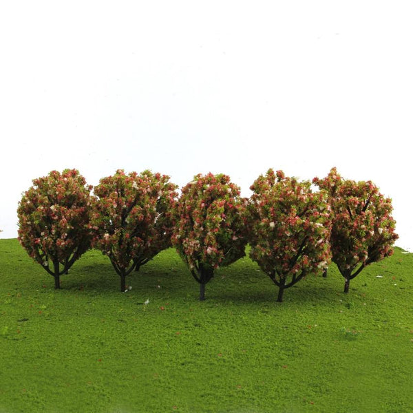Plastic Model Trees for Railroad Scene 1:150 10pcs Green with Flower Fruits