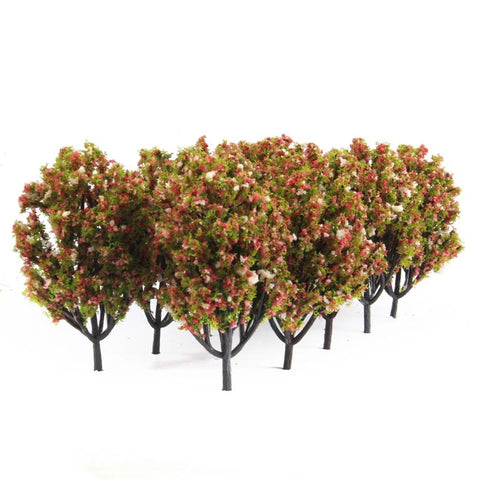 Plastic Model Trees for Railroad Scene 1:150 10pcs Green with Flower Fruits