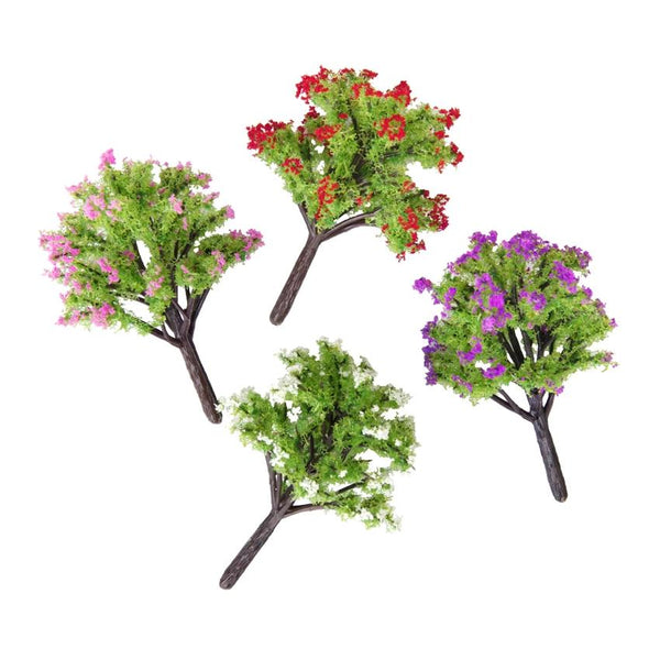 40pieces Scenery Landscape Model Peach Trees Mixed 4 Colors Flower Trees 1/100 Scale
