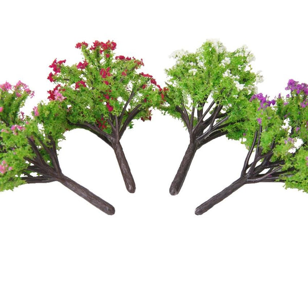 40pieces Scenery Landscape Model Peach Trees Mixed 4 Colors Flower Trees 1/100 Scale