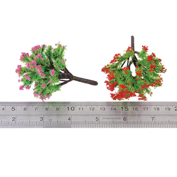 40pieces Scenery Landscape Model Peach Trees Mixed 4 Colors Flower Trees 1/100 Scale