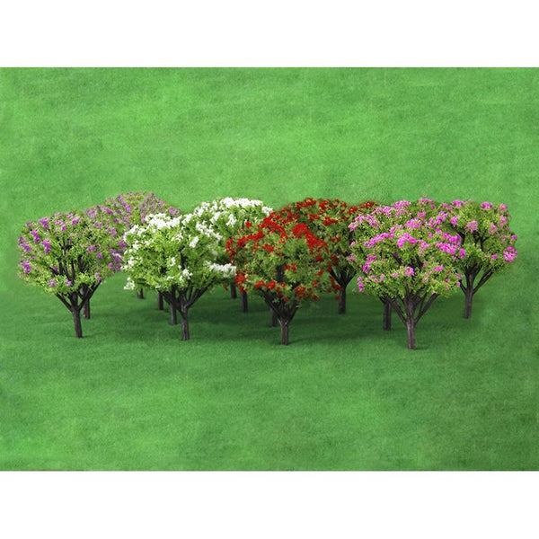 40pieces Scenery Landscape Model Peach Trees Mixed 4 Colors Flower Trees 1/100 Scale