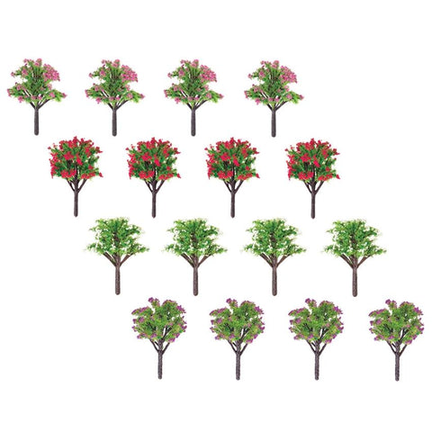 40pieces Scenery Landscape Model Peach Trees Mixed 4 Colors Flower Trees 1/100 Scale