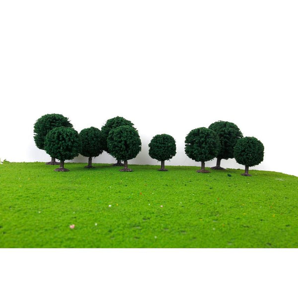 Nine Pieces Dark Green Scenery Landscape Model Cedar Trees With Pv Box